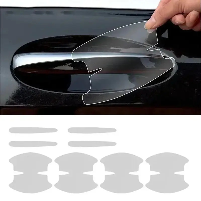 Car Door Handle Protector - สติ๊กเกอร์ติดมือจับประตูรถยนต์ 8 ชิ้น แบบใส ป้องกันรอยขีดข่วน สำหรับรถยนต์