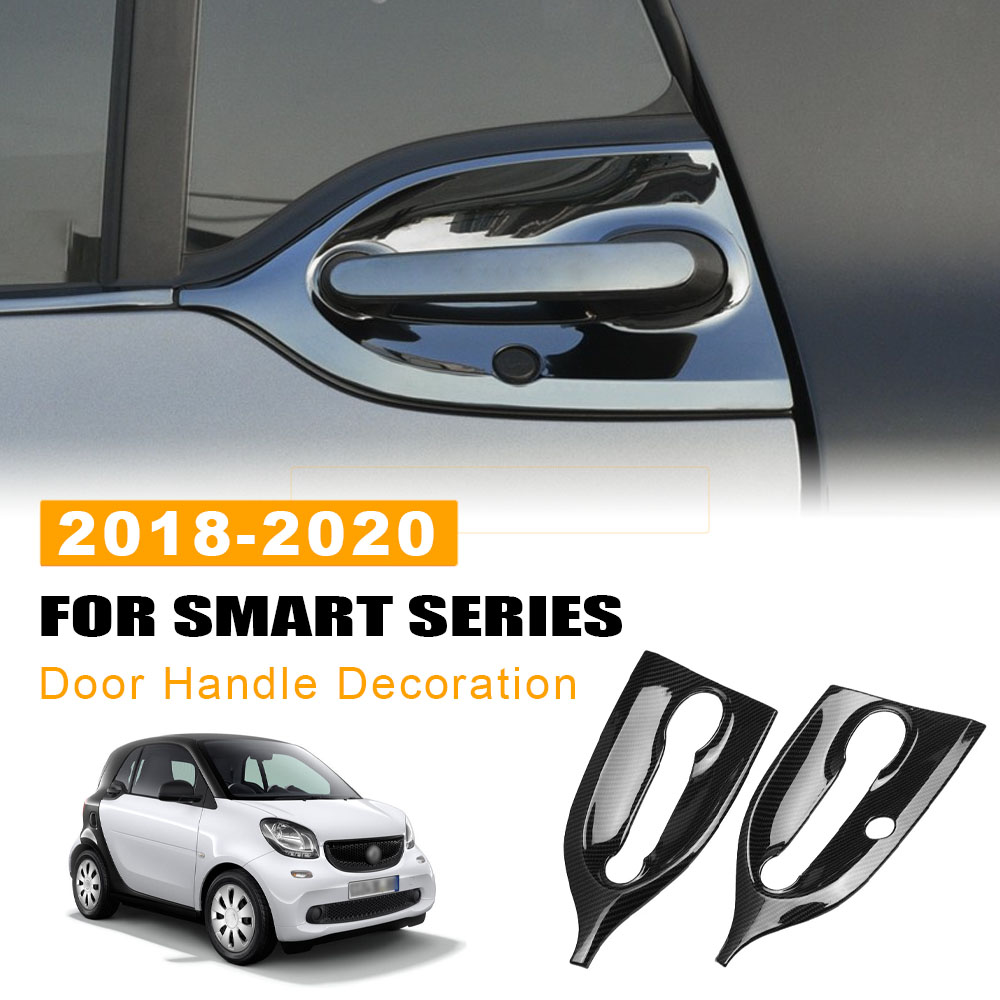 Car Door Handle Protector - สติ๊กเกอร์กันรอยขอบมือจับประตูและฝาครอบมือจับประตูสำหรับรถยนต์ Smart Fortwo 453 ปี 2018-2020