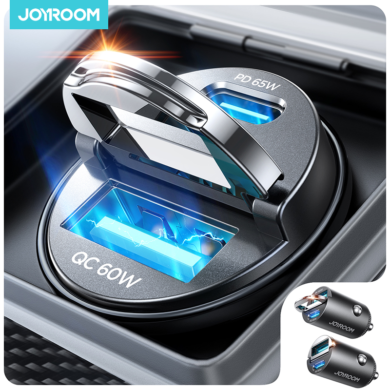 Car Accessories Qc - จอยรูม 125W ที่ชาร์จในรถยนต์แบบดึง USB Type-C พอร์ตคู่แบบเร็ว