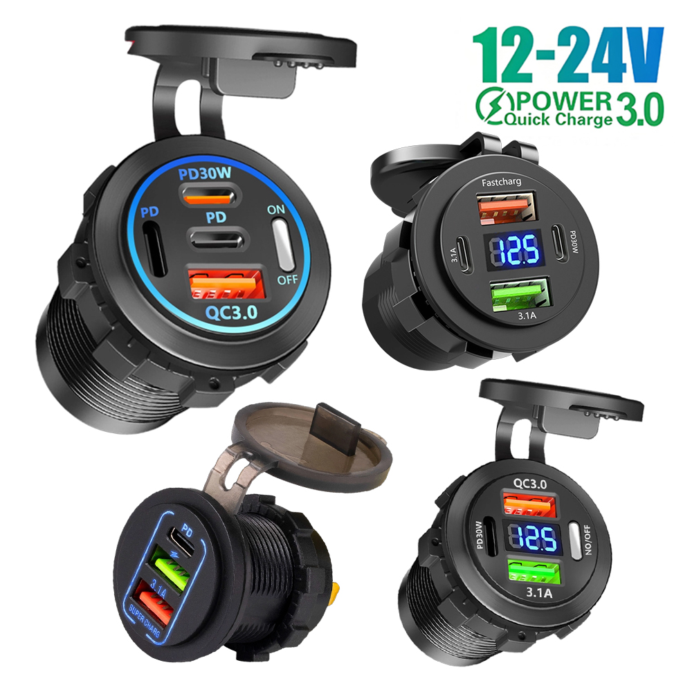 Car Accessories Qc - 12V QC3.0 USB-C ซ็อกเก็ต PD Type-C