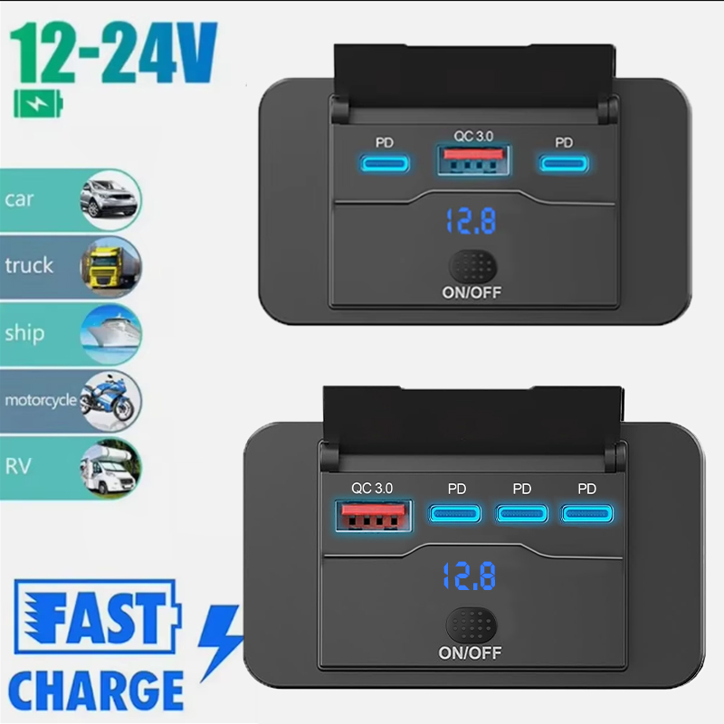 Car Accessories Qc - ที่ชาร์จในรถยนต์แบบ USB 3 ช่อง PD &