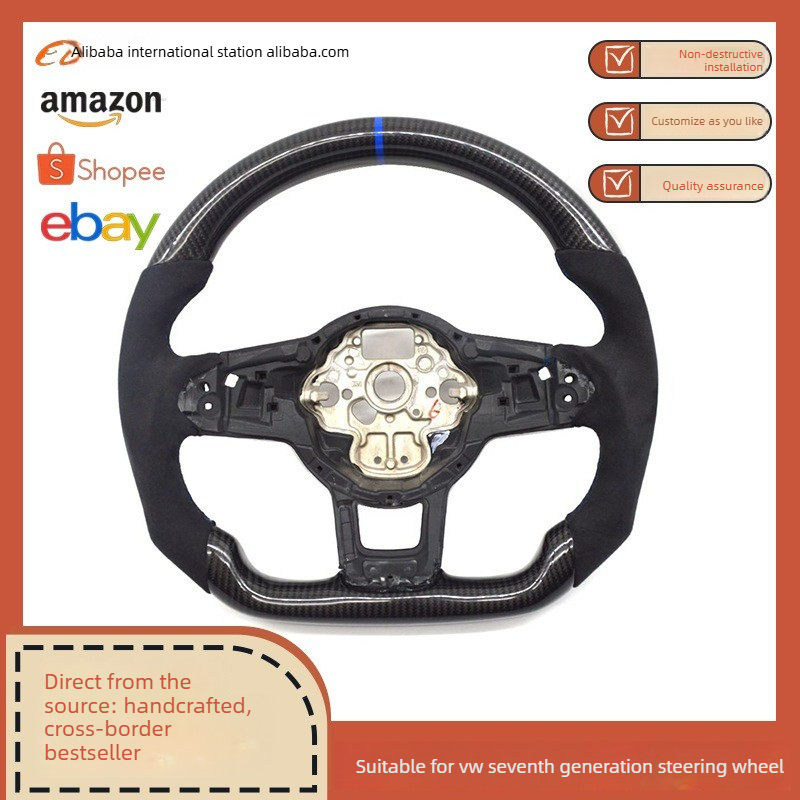 Steering Wheel Cover - พวงมาลัยคาร์บอนไฟเบอร์ RLINE สำหรับ Golf 7GTIGolf7 แบบครึ่งพับ