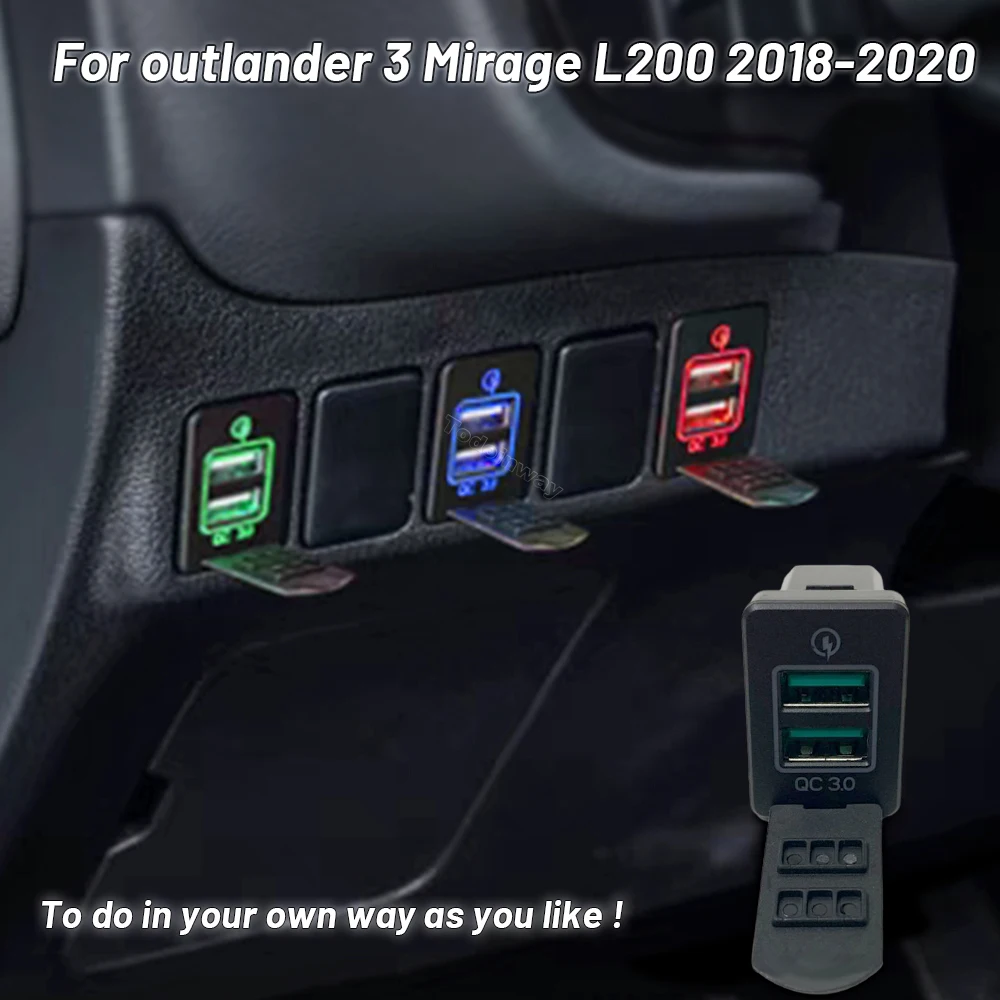 Car Accessories Qc - เครื่องชาร์จ USB ความเร็วสูงสำหรับ Outlander Mitsubishi Pajerp