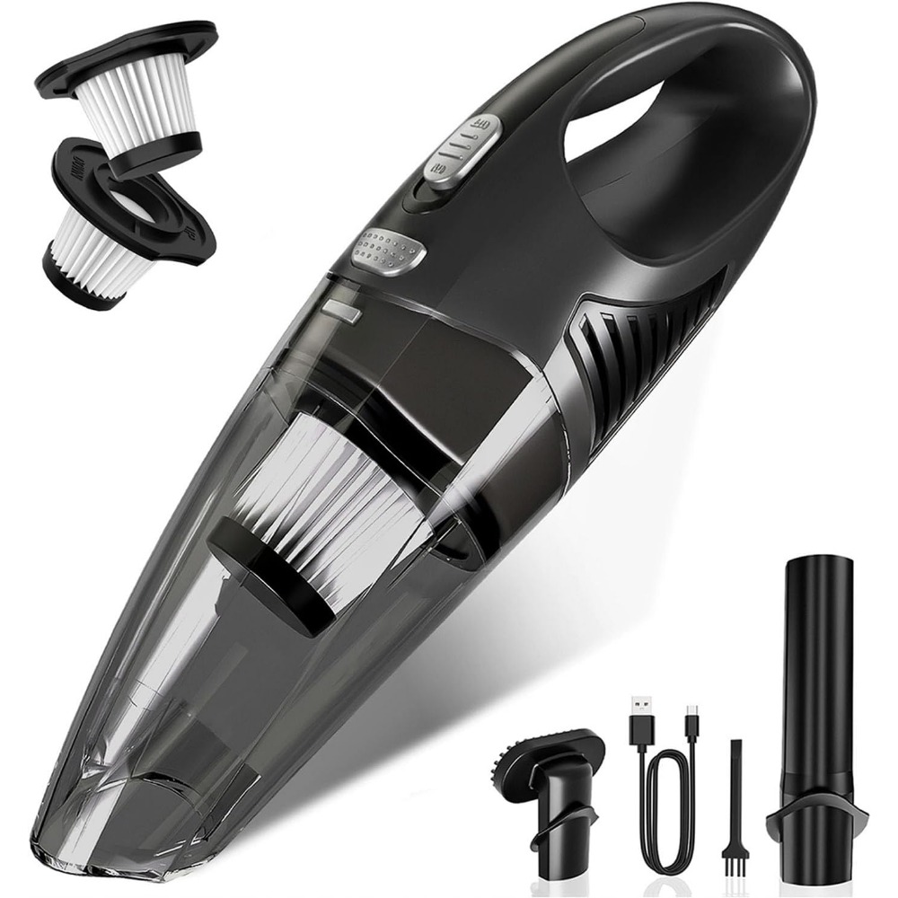 Car Vacuum Cleaner - เครื่องดูดฝุ่นแบบไร้สายชนิดมือถือ ชาร์จไฟได้ พร้อมอุปกรณ์เสริมสำหรับใช้ในรถยนต์ บ้าน ขนสัตว์เลี้ยง และสำนักงาน