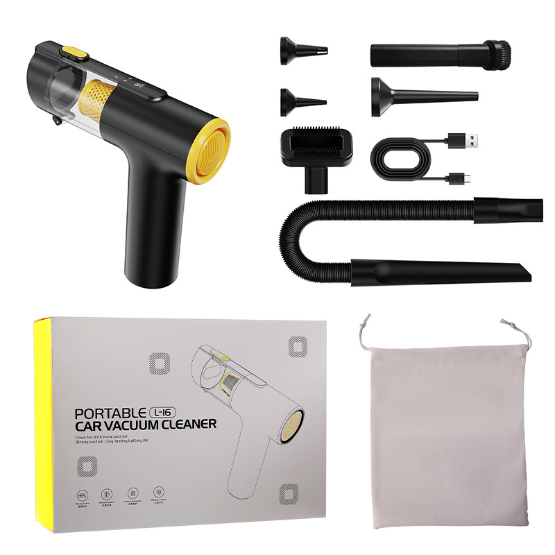 Car Vacuum Cleaner - เครื่องดูดฝุ่นในรถยนต์ 4 in 1 สีเขียว, แบบมือถือไร้สาย