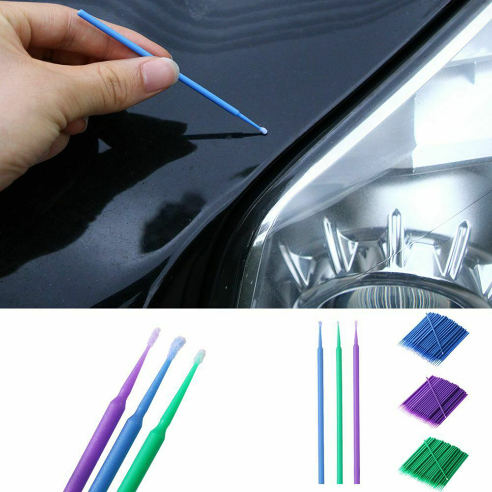Car Detailing Brush - แท่งพู่กันระบายสีแบบใช้แล้วทิ้งสำหรับทาสีรถยนต์100ชิ้นสำหรับสีรถยนต์เครื่องมือที่ซ่อมรถรายละเอียดรถยนต์