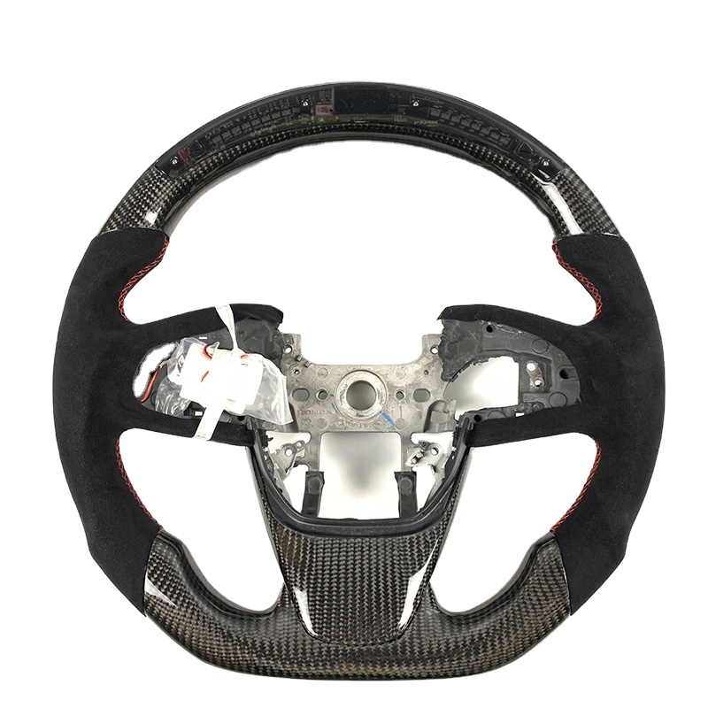 Steering Wheel Cover - ฝาครอบพวงมาลัยคาร์บอนไฟเบอร์ LED สำหรับตกแต่งภายในรถยนต์ Honda Civic CRV