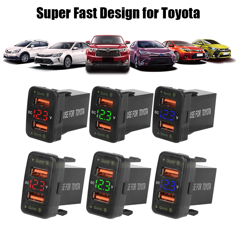Car Accessories Qc - ที่ชาร์จในรถยนต์ QC 12-24V พร้อมโวลต์มิเตอร์ ช่องเสียบ USB