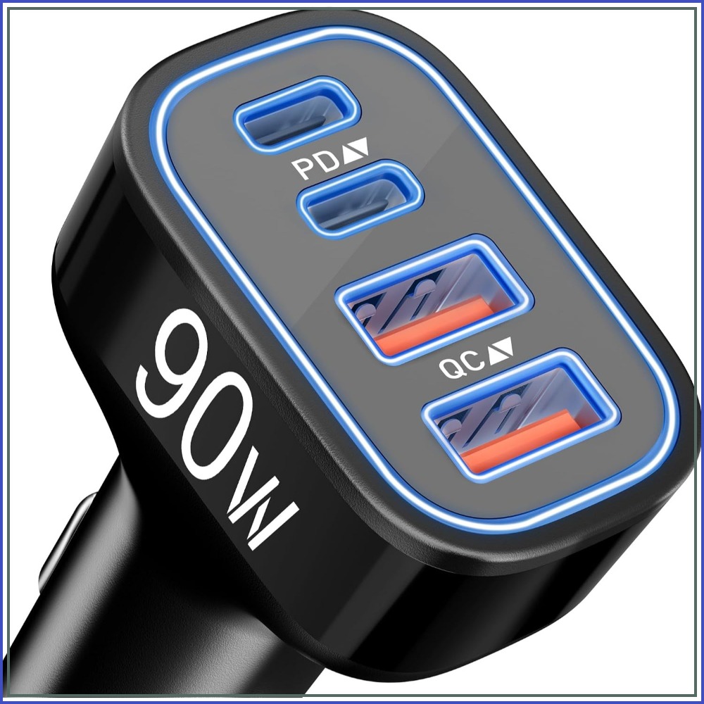 Car Accessories Qc - ที่ชาร์จในรถยนต์ USB-C แบบเร็ว 90W 4 พอร์ต,