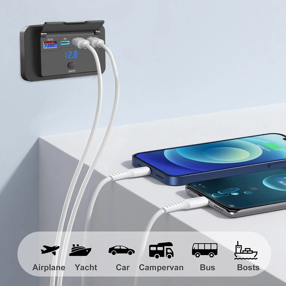 ที่ชาร์จในรถยนต์แบบ USB 3 ช่อง - Car Accessories Qc บทวิจารณ์และราคา