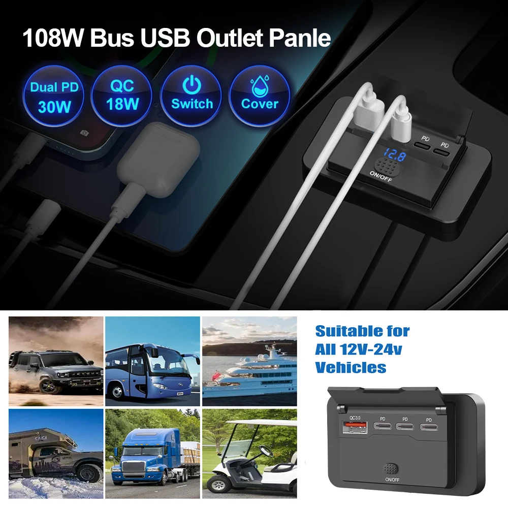 ที่ชาร์จในรถยนต์แบบ USB 3 ช่อง - Car Accessories Qc บทวิจารณ์และราคา