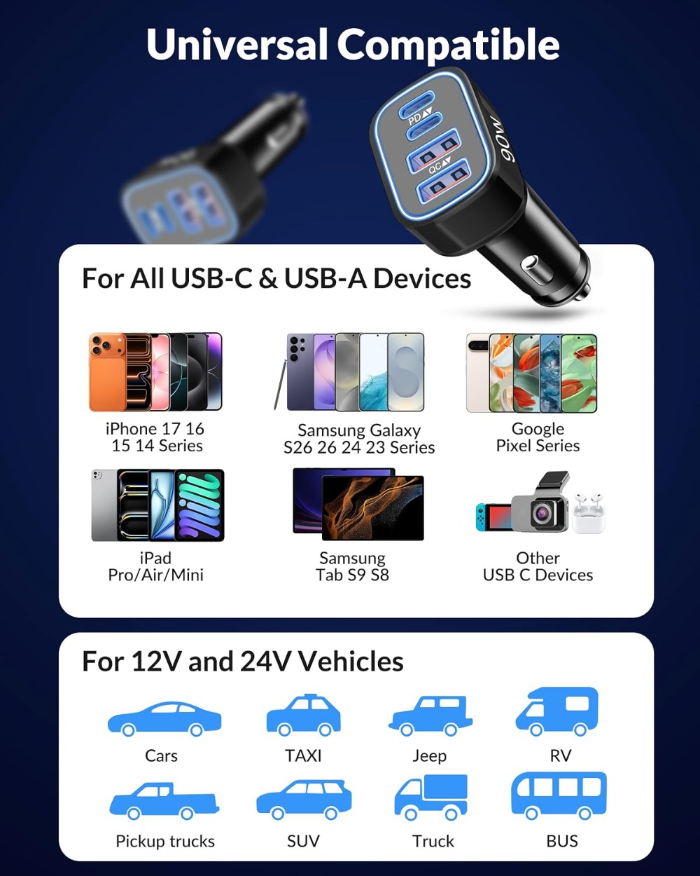 ที่ชาร์จในรถยนต์ USB-C แบบเร็ว - Car Accessories Qc บทวิจารณ์และราคา